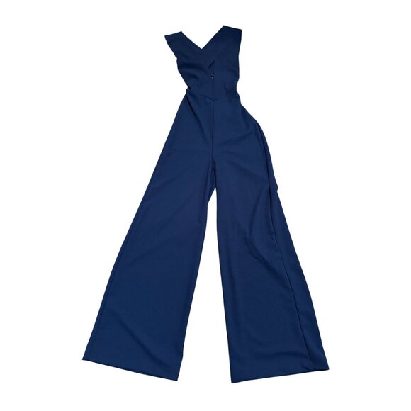 Lulus Navy Blue “Thinking Out Loud” Criss‑Cross Back Jumpsuit – Size M – New Wit - Picture 3 of 10
